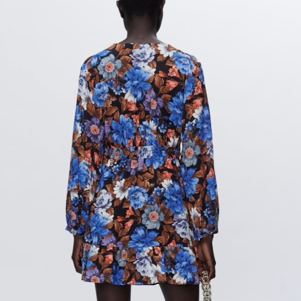 Zara Tropical Print Viscose Blend Dress Small - Picture 2 of 14
